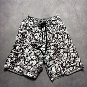 Ripzone Mens Board Shorts Large Paint Splatter Abstract Swim Trunks Black Grey